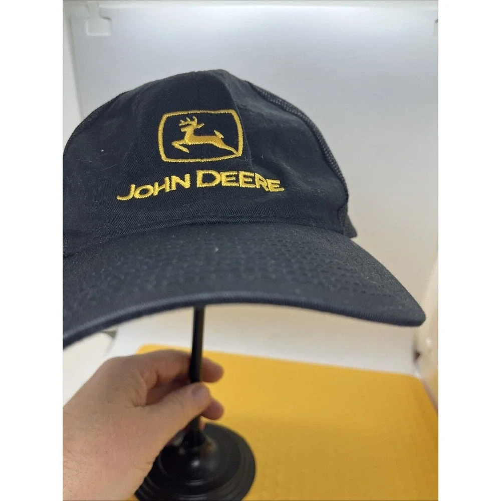 John Deere Mesh Snapback Embroidered Trucker Hat Black Yellow Used Excellent‎